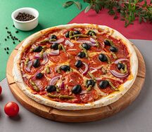 Пепперони с маслинами 25 см