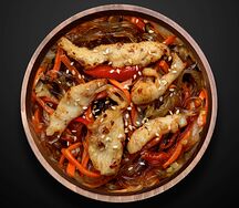 Харусаме со свининой в сливочном соусе