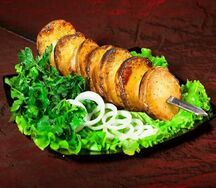 Картофель на мангале с курдюком
