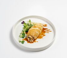 Сливочный кальмар с киноа и снежным крабом
