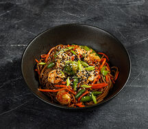 Вок с креветками стеклянная