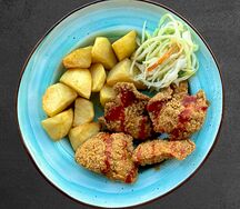 Хрустящая курица в кисло-сладком соусе с картофелем