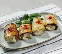 Рулетики из баклажанов с грецким орехом