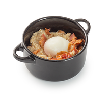 Каша овсяная с беконом и яйцом пашот