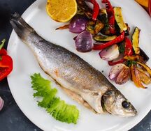 Сибас запечённая в фольге с овощами