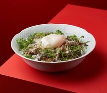 Зелёная греча с вешенками и яйцом пашот