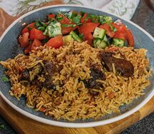 Плов по-узбекски со свежими овощами