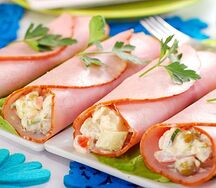 Рулетики из ветчины