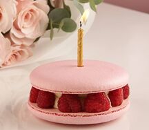 Большой торт макарон с малиной