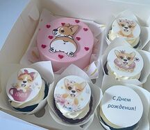 Бенто-торт и капкейки корги