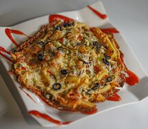 Картофель фри с грибами и сыром