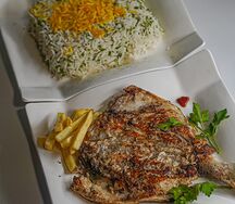 Кебаб дорадо с рисом