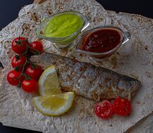 Форель на мангале с овощами