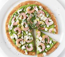 Pizza avocat crevettes