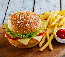 Burger poulet et frites