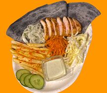 Шаурма на тарелке с курицей