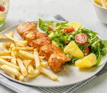 Brochettes salade frites