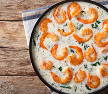 Gambas à la crème flambées au Pastis