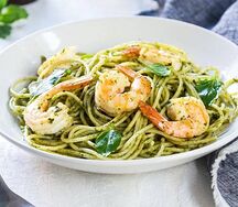 Spaghetti pesto crevette