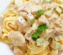 Spaghetti poulet à la crème fraîche