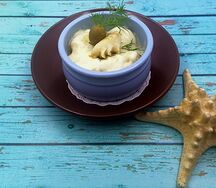 Жюльен с морепродуктами и копченным палтусом