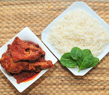 White rice and peppered fish