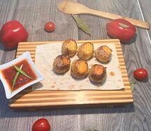 Беби-картофель на углях с курдюком