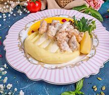 Судак по-норвежски с картофельным пюре