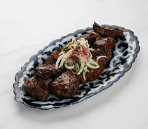 Печень с курдюком на мангале
