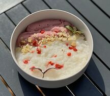 Каша рисовая или овсяная с малиновым кремом