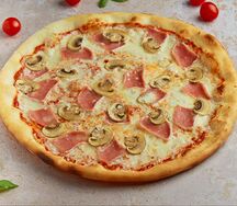 Пицца с ветчиной и грибами