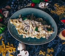 Паста Курица-грибы