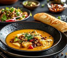 Комбо №2 крем-суп грибной и блин с курицей и грибами