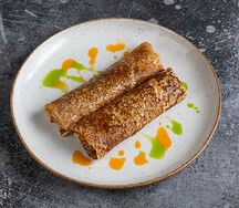 Блины с ветчиной и грибами