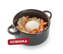 Каша овсяная с беконом и яйцом пашот
