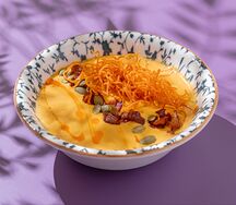 Тыквенный суп с беконом криспи