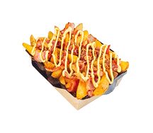 Картофельные дольки с беконом и жареным луком