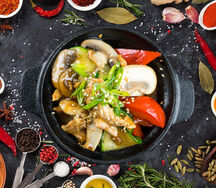 Курица с грибами в соусе терияки