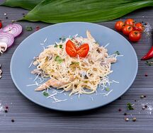 Паста с курицей и грибами