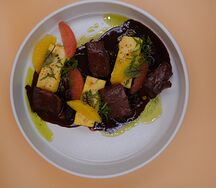 Бычье сердце с кукурузной полентой