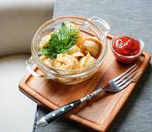 Пельмени с мясом жареные