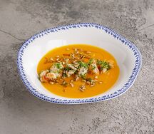 Тыквенный суп с креветками