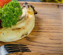 104 Шашлык из баклажанов с курдюком
