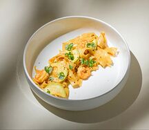 Спагетти с креветками в кокосовом карри