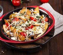 Горячая сковородка с курицей