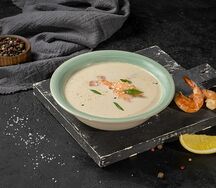 Сливочный суп с тигровыми креветками