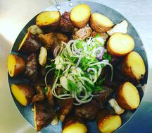 Картошка на углях и курдюк бараний
