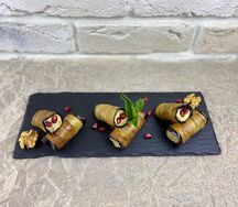 Рулетики из баклажанов с грецким орехом