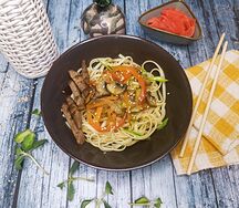 Удон с телятиной и соусом терияки