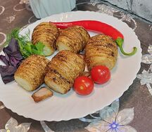 Картошка с салом на мангале